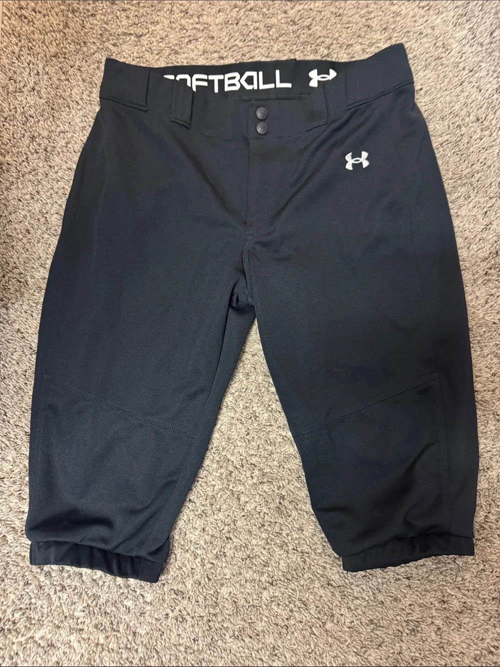 Under Armour Kids Black Softball Shorts with White Logo
